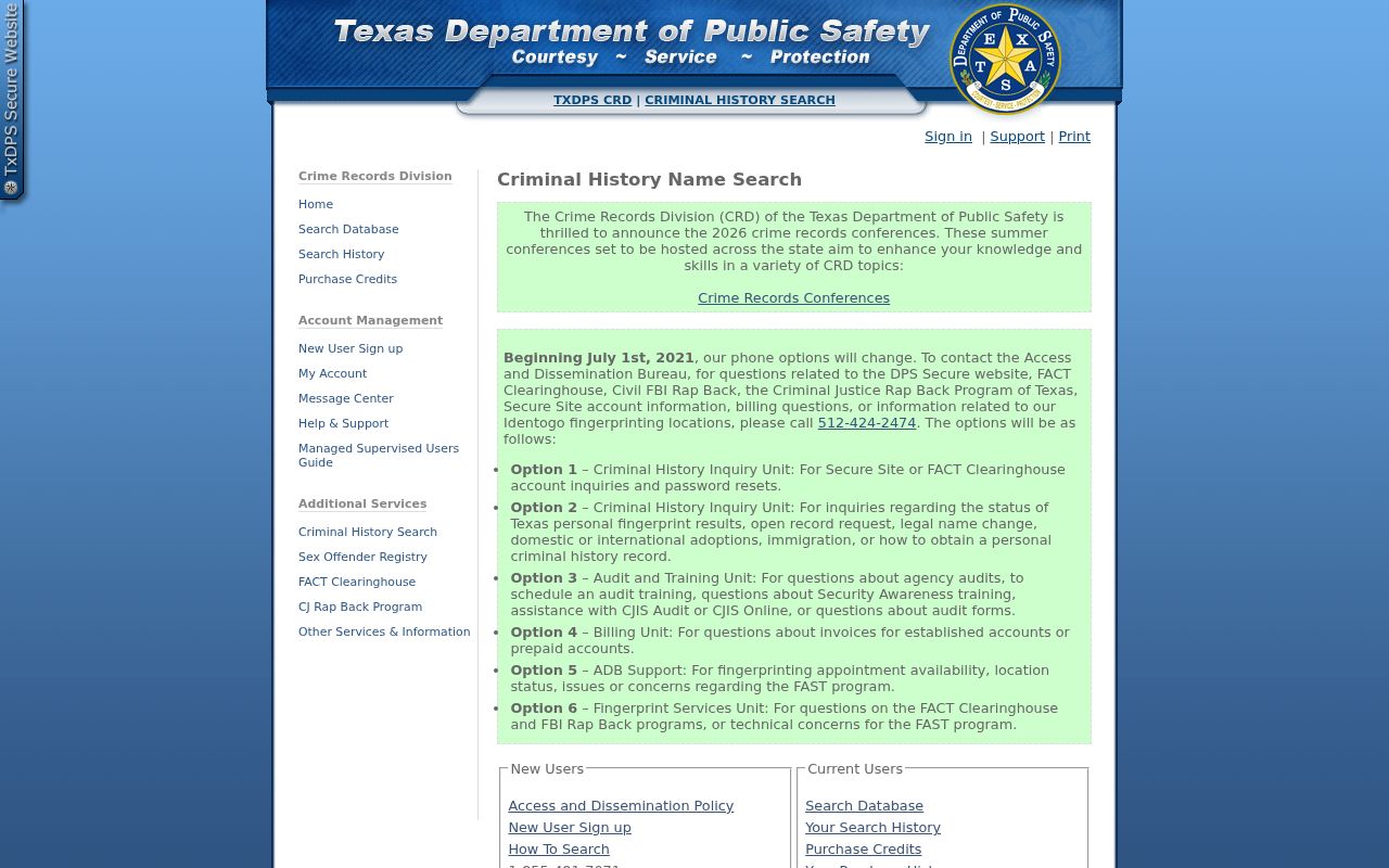 Sutton County criminal history Texas DPS conviction name search