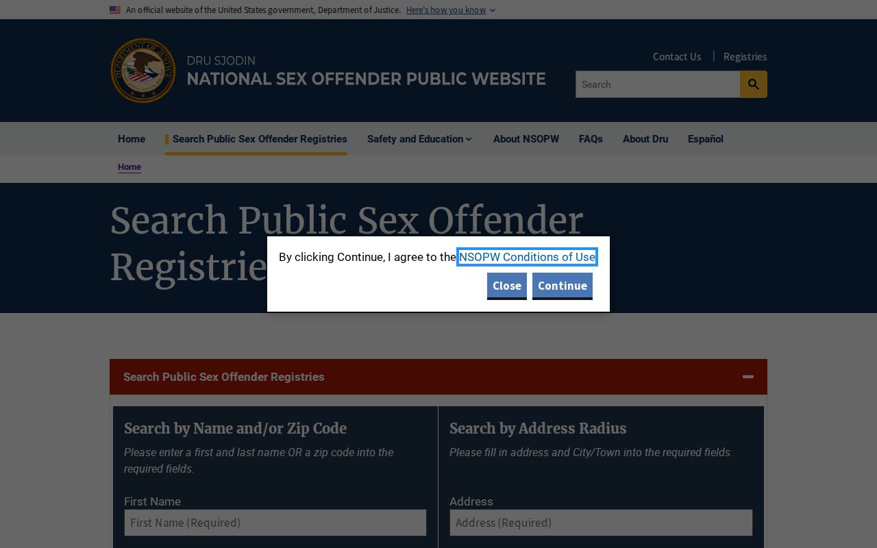 NSOPW cross-state search for Sutton County sex offender records